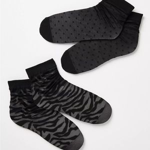 Anthropologie Set of Two Zebra Dot Socks - NWT